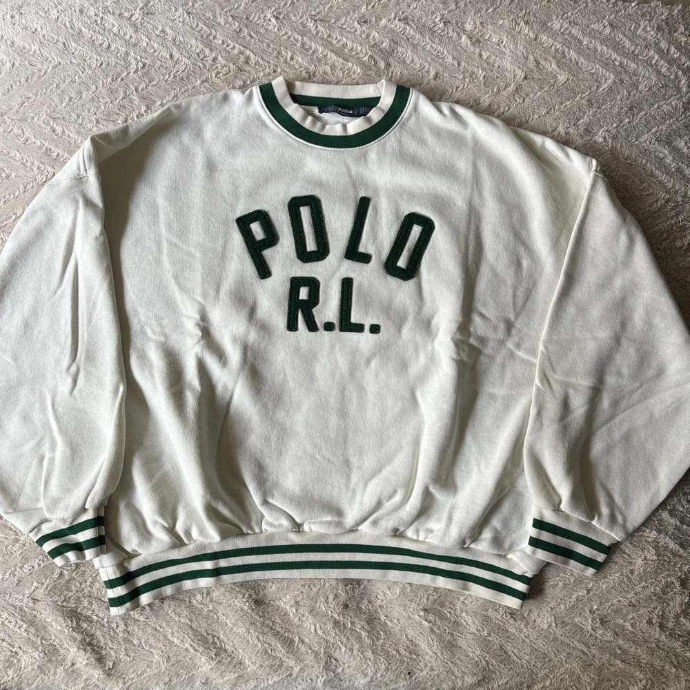 Polo Ralph Lauren Vintage Fleece Polo Sweatshirt in Nevis Large